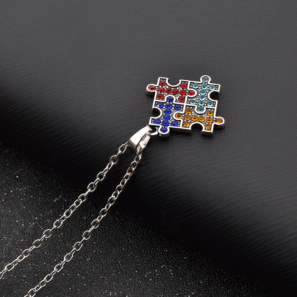Hot Selling Puzzle Jigsaw Crystal Charity Necklace
