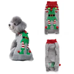 Pet dog clothes christmas pompom christmas small - Grey - View 1