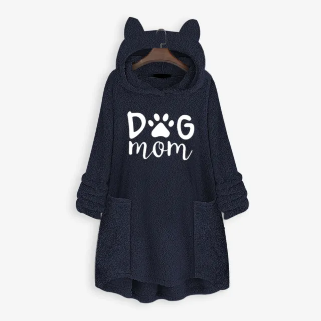 Autumn And Winter Hooded Embroidered Sweater Blue - Shop at LoveMi