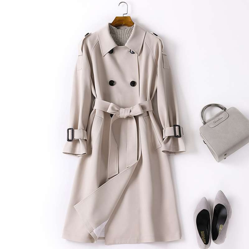 Windbreaker Female Long Section Beige - Shop at LoveMi