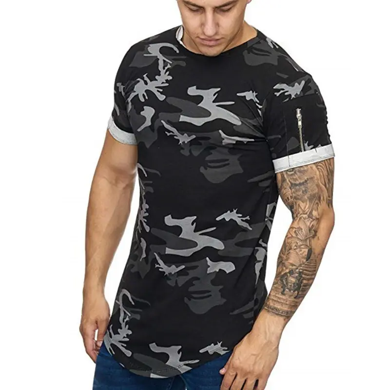 Men's T-shirt Camouflage Gradient Printing Casual Short Sleeve