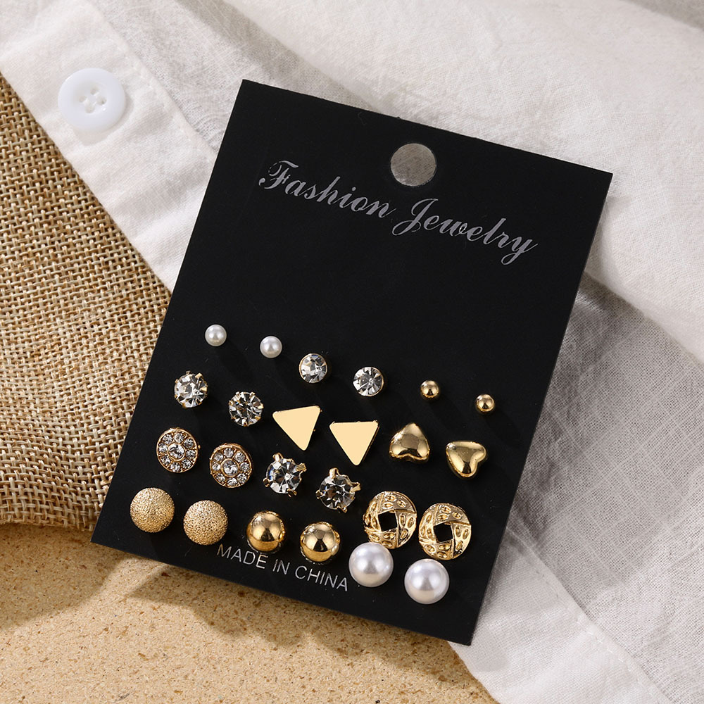 One Card Combination Earrings Female Diamond Earrings