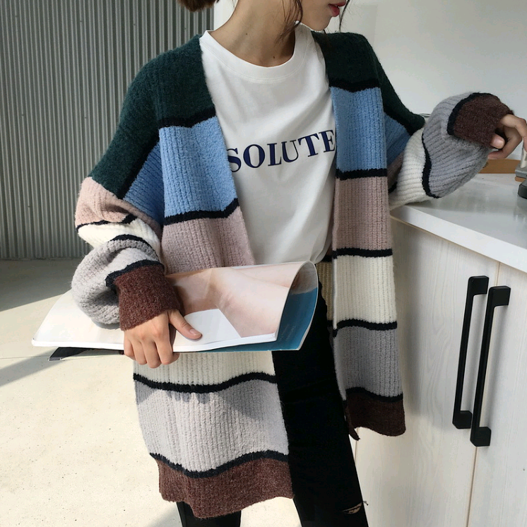 autumn new knit cardigan loose thin female student jacket