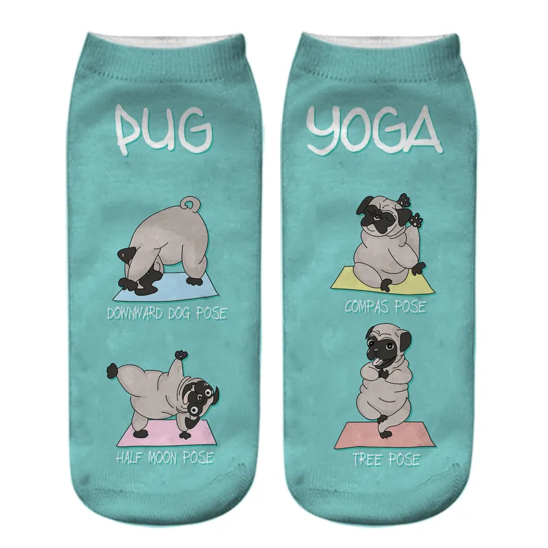 Dog PUG cartoon 3D printing socks - 1Style-With Packaging