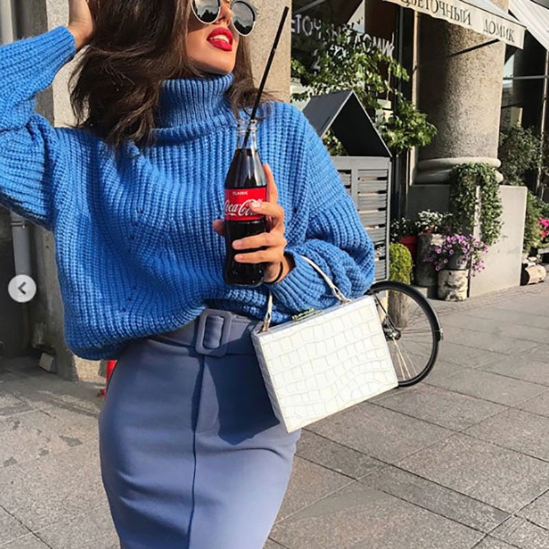 Ladies high neck long sleeve sweater