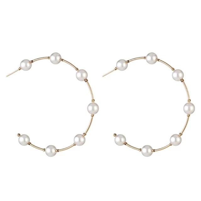 Pearl big circle earrings