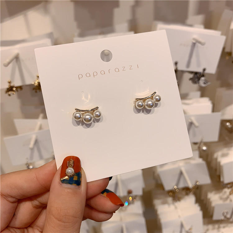 Female Retro 925 Silver Needle Pearl Earrings