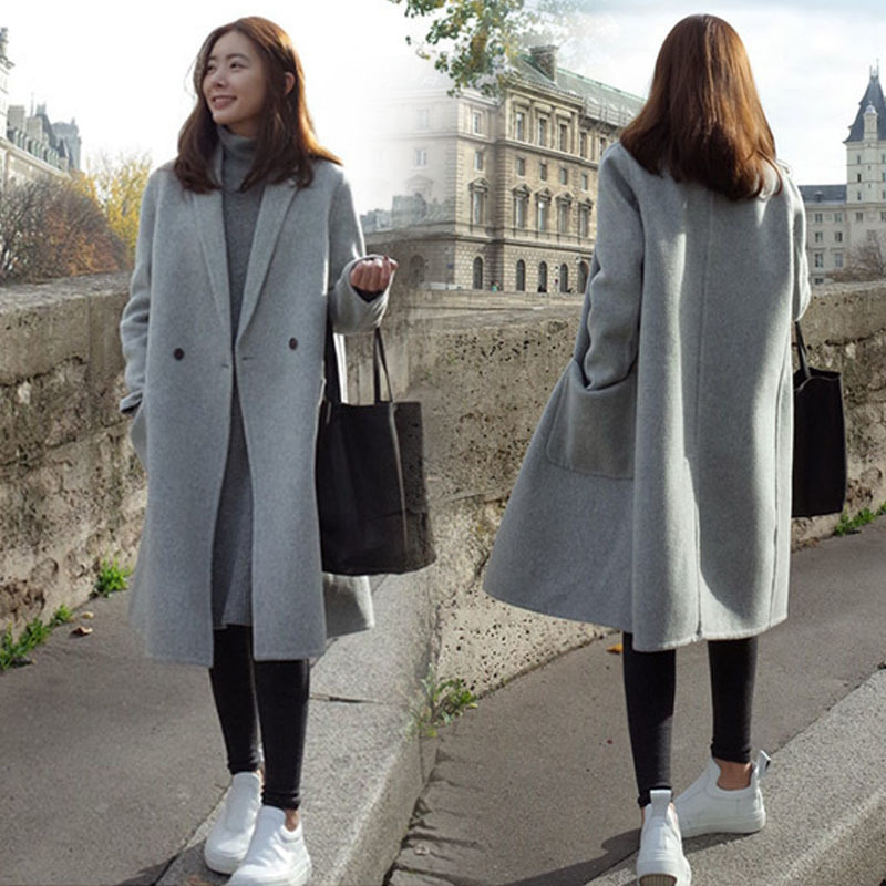 Mid-length woolen coat