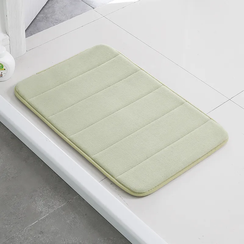 Home Bath Mat Coral Fleece Bathroom Carpet Water Absorption Non-slip Memory Foam Absorbent Washable Rug Toilet Floor Mat - Green