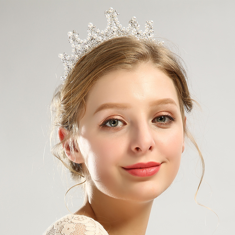 Bridal Pearl Rhinestone Crystal Crown Tiara