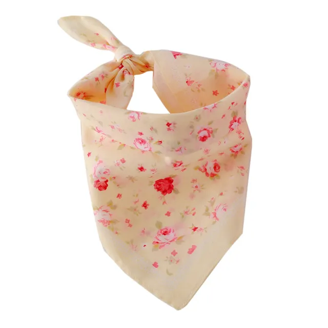 Cotton Triangle Scarf With Rose Flower Bandana Bib Yellow - Shop at LoveMi