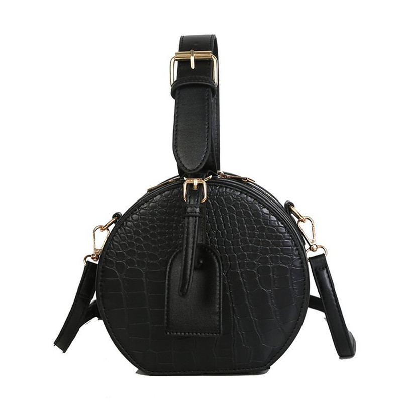 Casual Stone Pattern Crossbody Small Round Bag Black - Shop at LoveMi