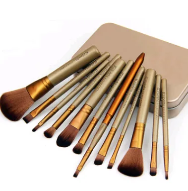 12 makeup brush sets iron box makeup tools makeup tools Gold Tin Box - Shop at LoveMi