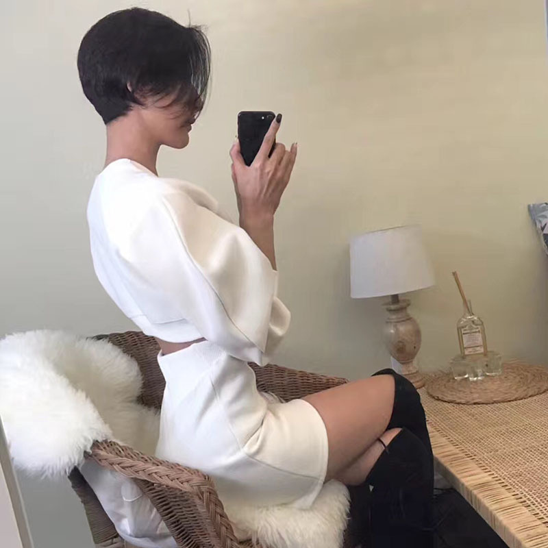 Autumn And Winter Plus Velvet Waist Sweater Dress