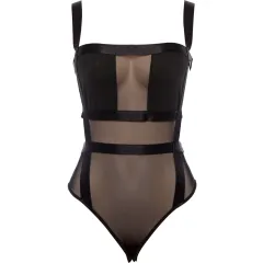 Women's sling mesh bodysuit - Black - View 1