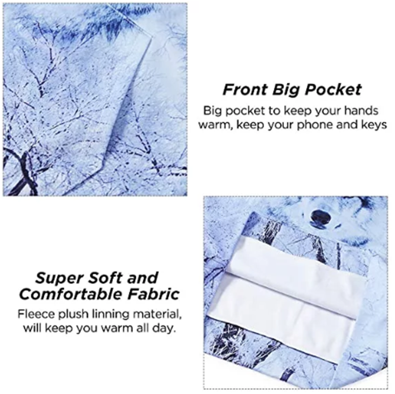 Men's Cool Hoodie Pullover Sweatshirt Wolf Shirt Tops