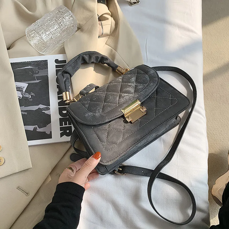 Diamond single shoulder small square bag - Grey
