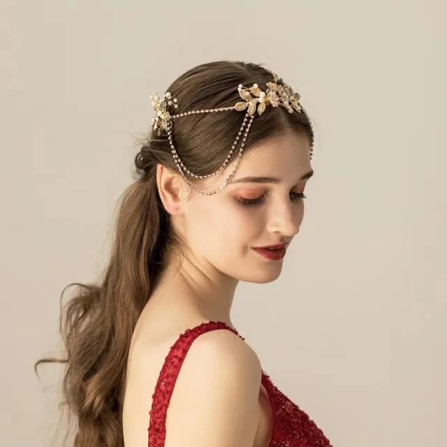 Chain bridal headband handmade bridal headband Golden - Shop at LoveMi