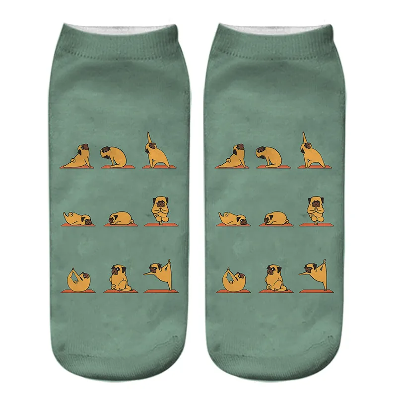 Dog PUG cartoon 3D printing socks - 9Style-With Packaging