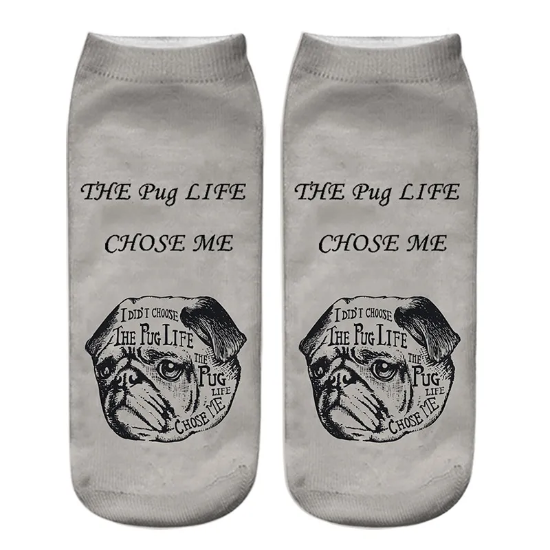 Dog PUG cartoon 3D printing socks - 16Style-Unpackaged
