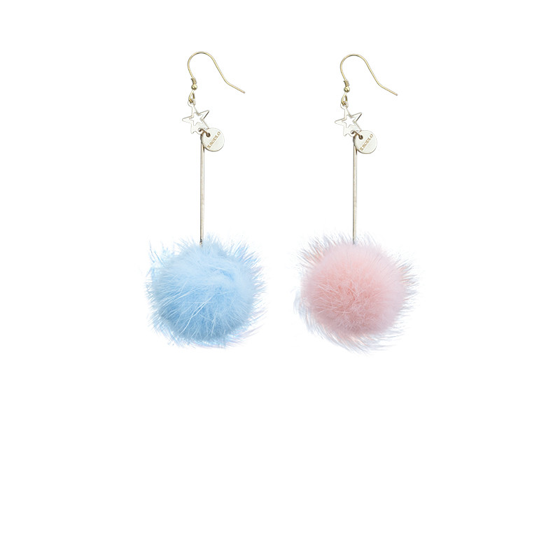925 silver hair ball earrings