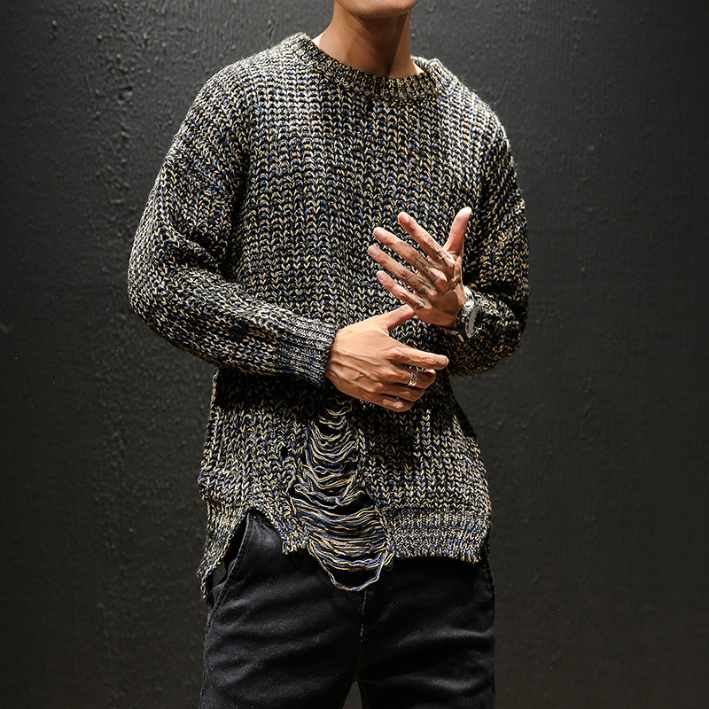 Men's hole sweater personality