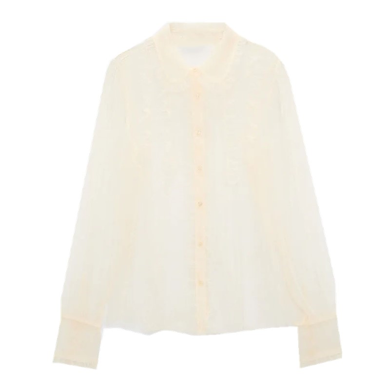 Autumn And Winter Women''s New Lotus Leaf Perspective Wave Point Bottomed Sweet Shirt