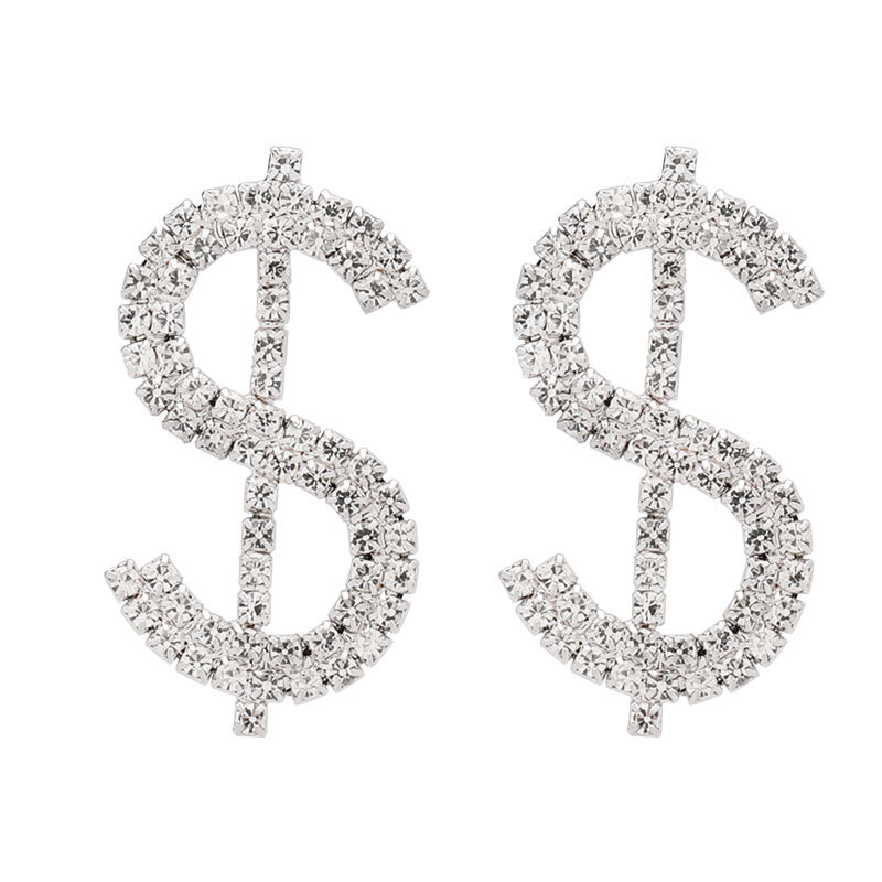 New Dollar Sign Alloy Diamond Rhinestone Super Earrings