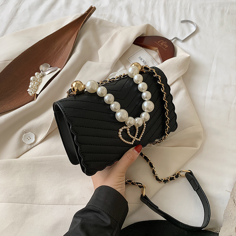 Sweet Lady Pearl Tote Bag Fashion New High-quality PU Leather Handbag Travel Chain Shoulder Messenger Bag