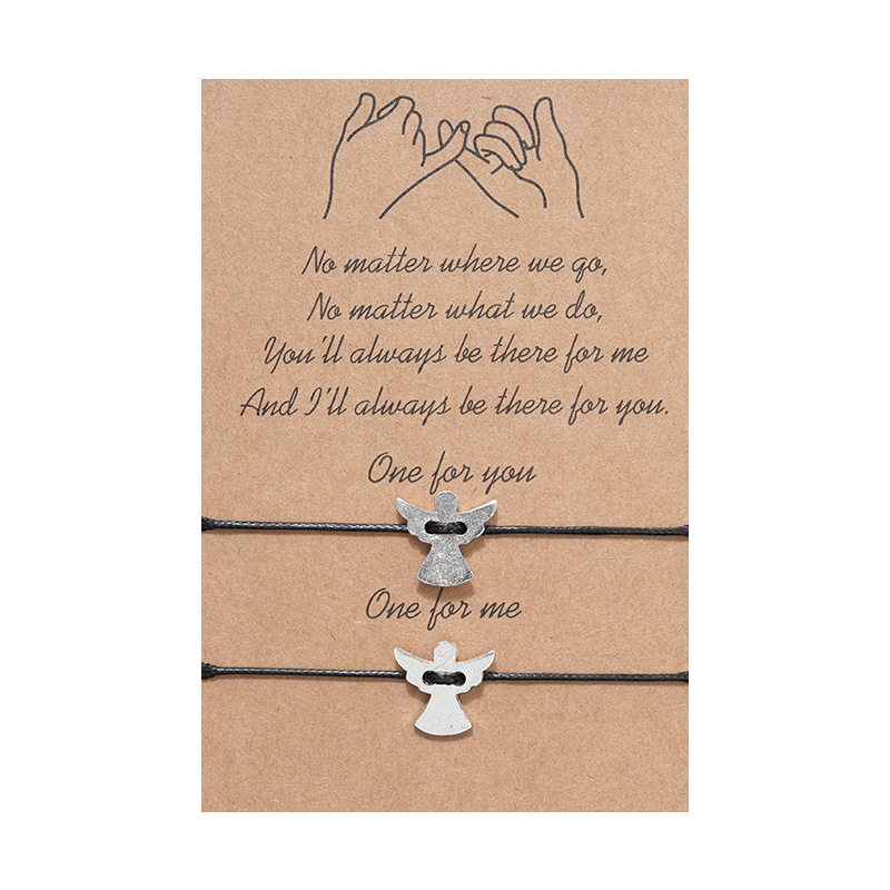 Alloy angel adjustable braided bracelet