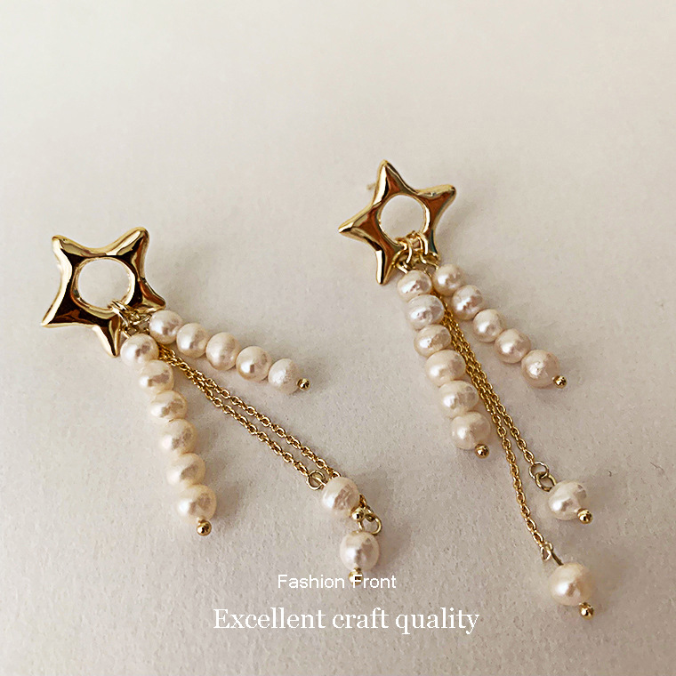 Five-pointed Star Tassel Temperament Long Earrings