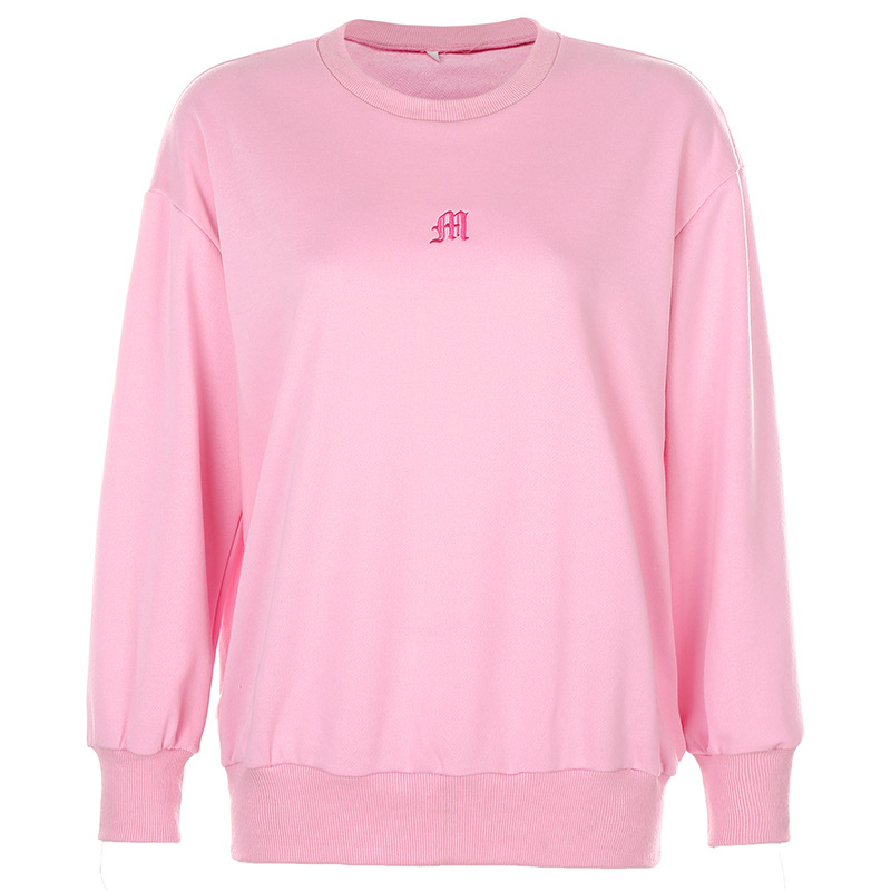 Solid color embroidered sweatshirt