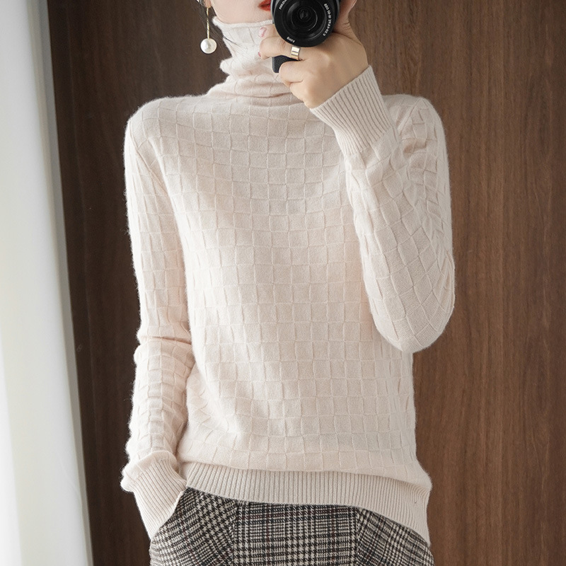 Jacquard Sweater Fashion Solid Color Blouse For Women