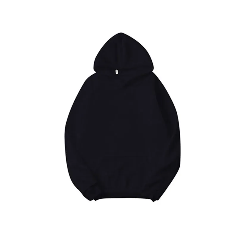Pure Color Casual Printed Hooded Sweatshirt - Black