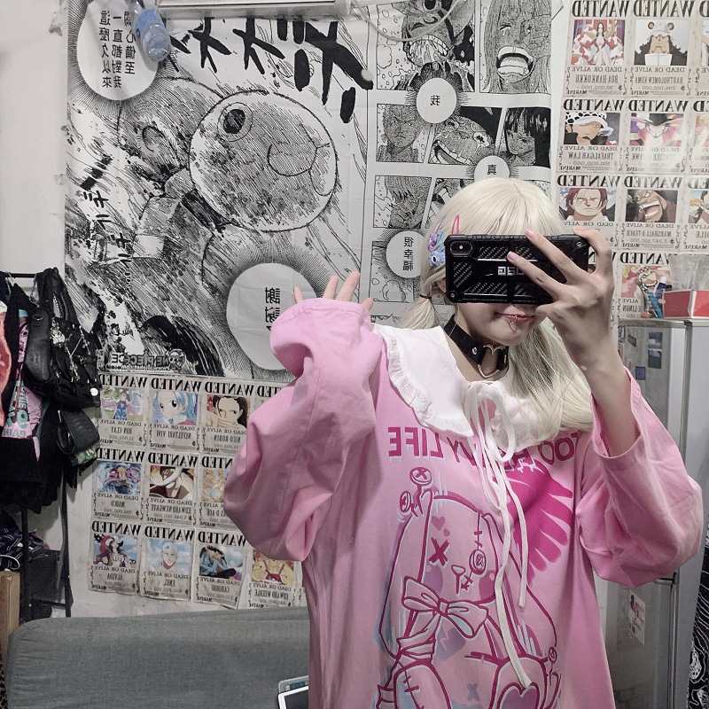 Printed bottoming shirt + fake collar