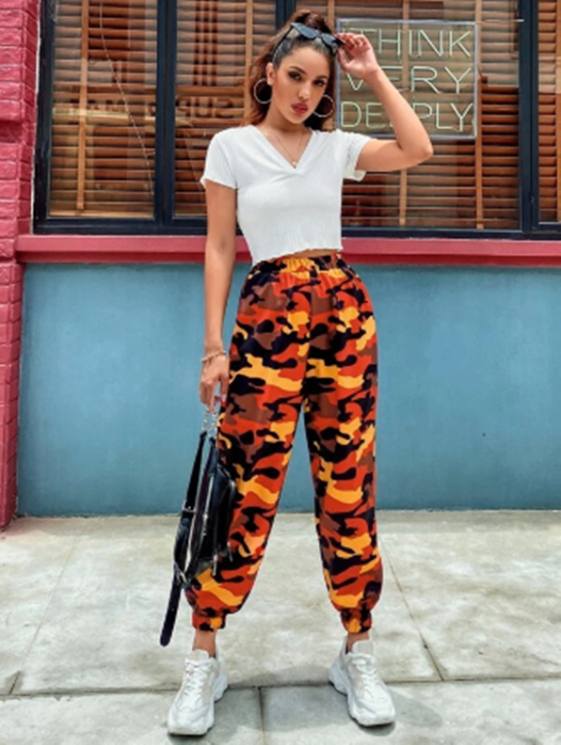 Women's Trousers Mid rise Cotton Harem Pants Camouflage L - Shop at LoveMi