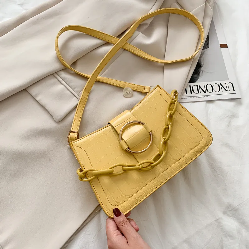 Versatile One Shoulder Bag Cross Mesh Red Underarm Bag - Yellow