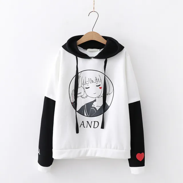College style female student plus fleece hooded sweater White - Shop at LoveMi