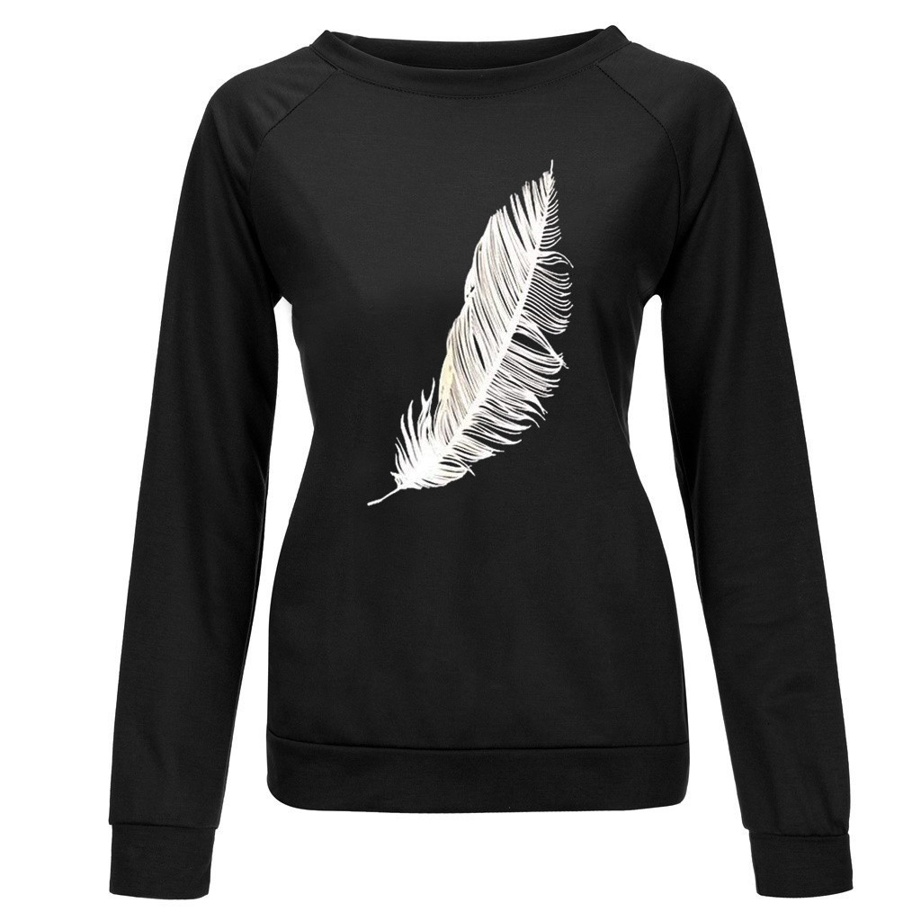 Ladies feather print sweatshirt