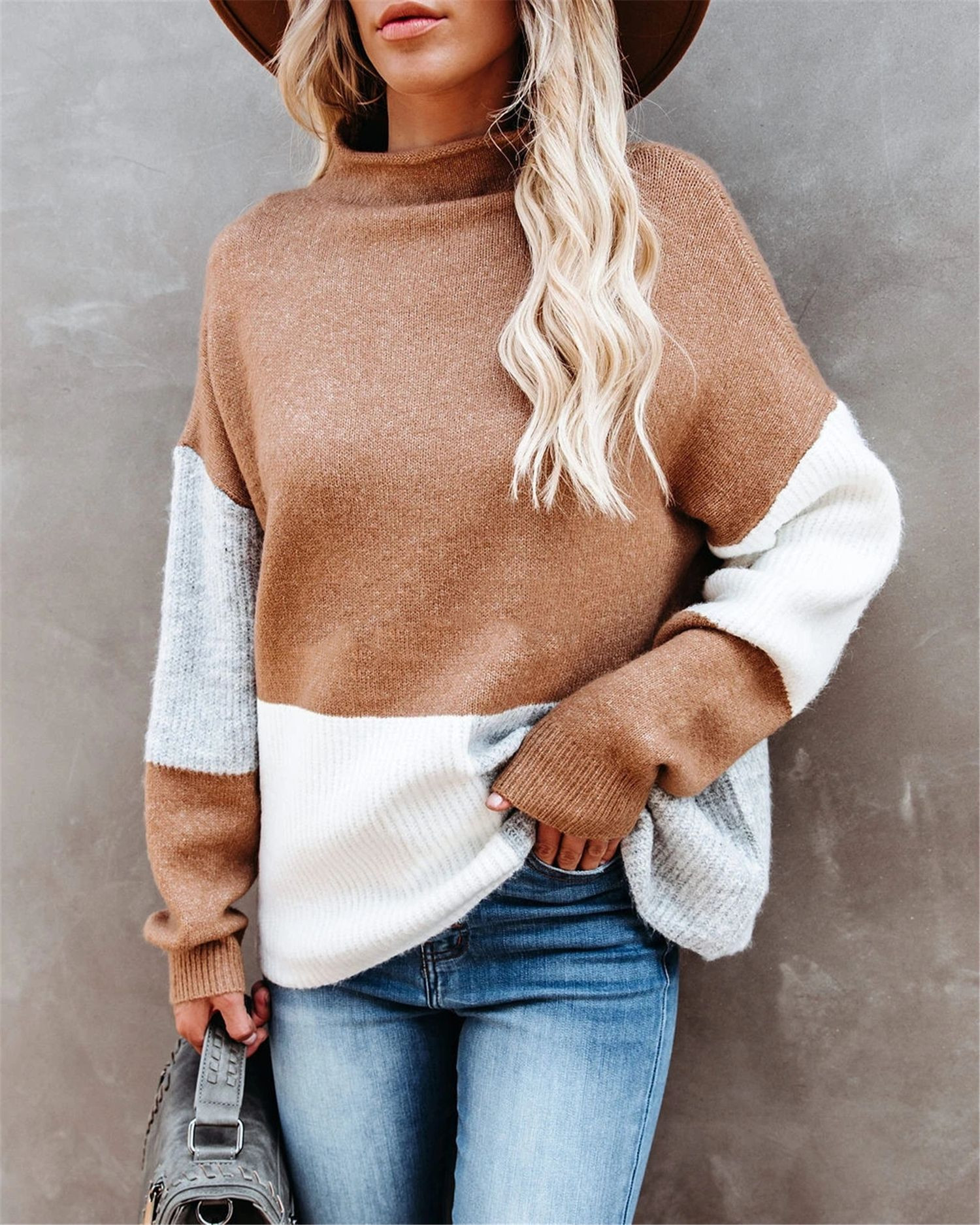 New Splicing Personality Fashion Sweater Pullover