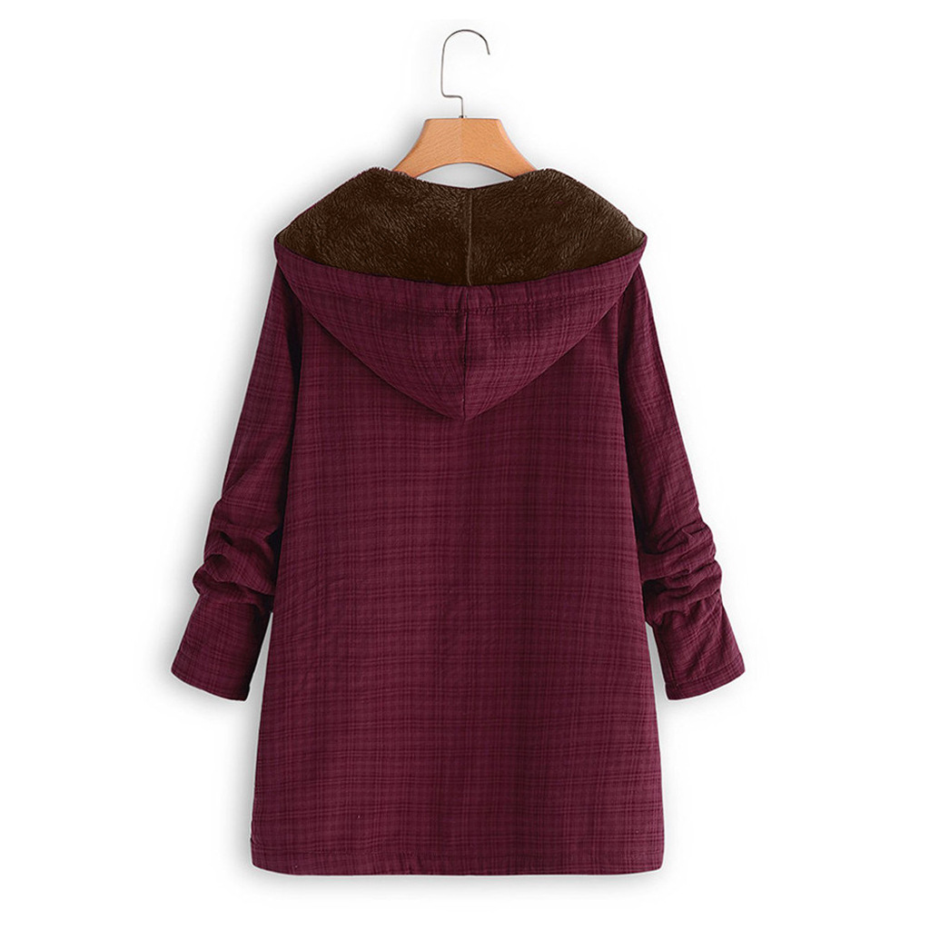 Pure color plus fleece hooded zipper women's jacket