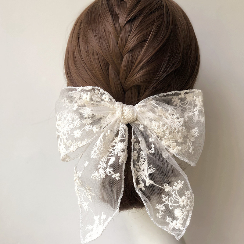 All match Handmade Black And White Lace Bow Hairpin White - Shop at LoveMi