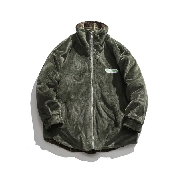 Winter lamb velvet stand collar cotton jacket Green - Shop at LoveMi