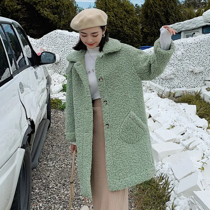 Lamb woolen coat - Green