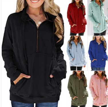 Pure color casual sweater women's top