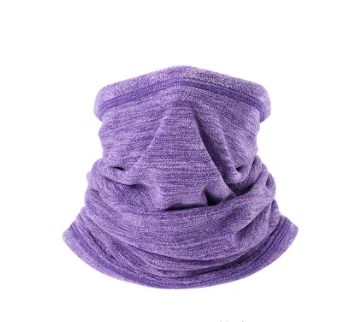 Riding bib outdoor warm mask Fleece bib Sports windproof cold padded warm collar - Purple