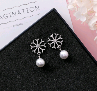 Wild diamond snowflake earrings fashion long tassel earrings personalized simple ice earrings