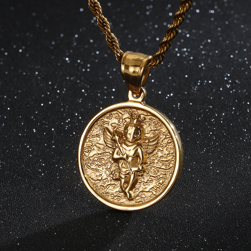 Fashionable Stainless Steel Little Angel Ring Pendant