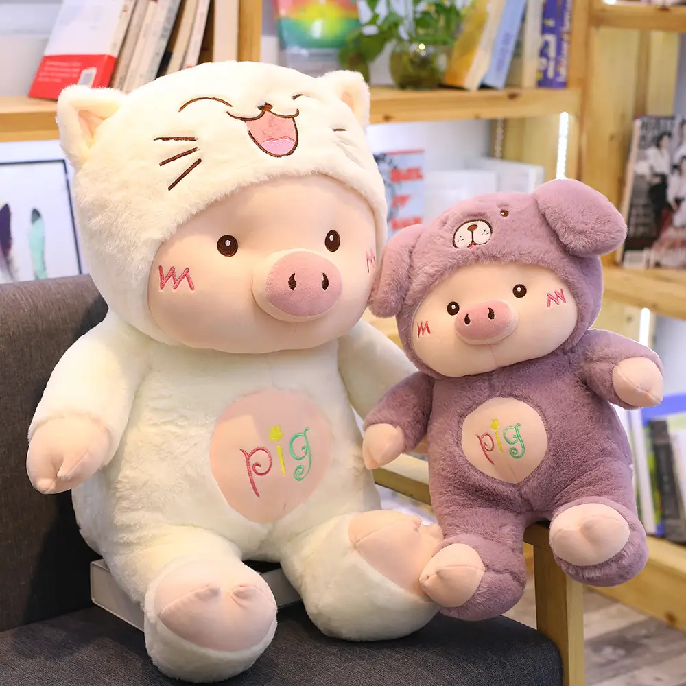 Cartoon Doll Plush Teddy Bear Hat Pig Doll