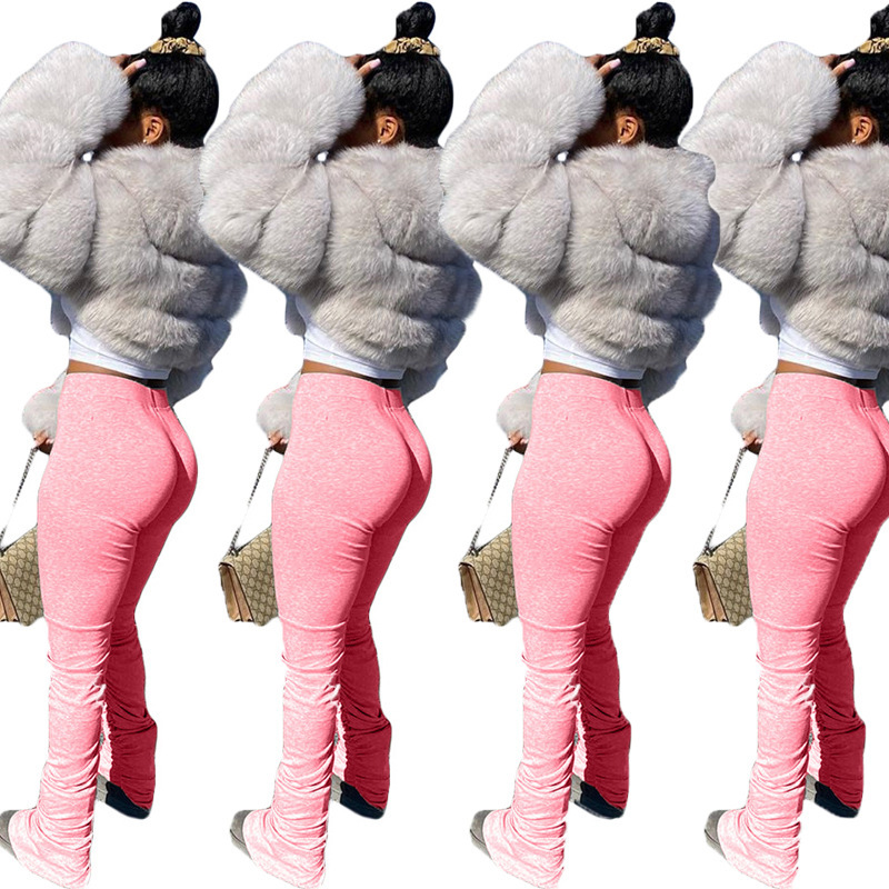 Solid Color Sweatshirt Fabric Slit Micro Flared Sweatpants